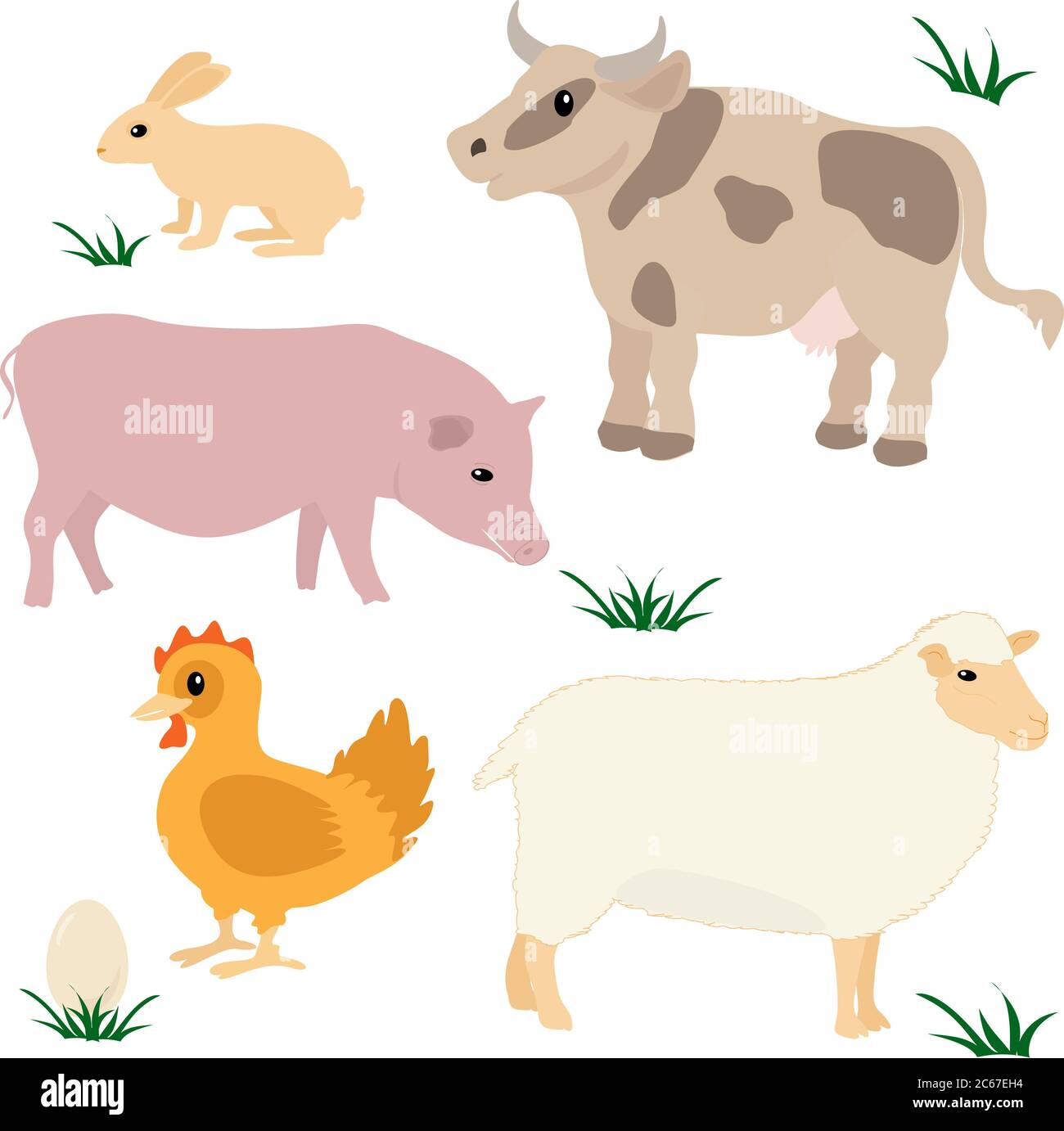 Vettore di animali da fattoria isolato su bianco Illustrazione Vettoriale