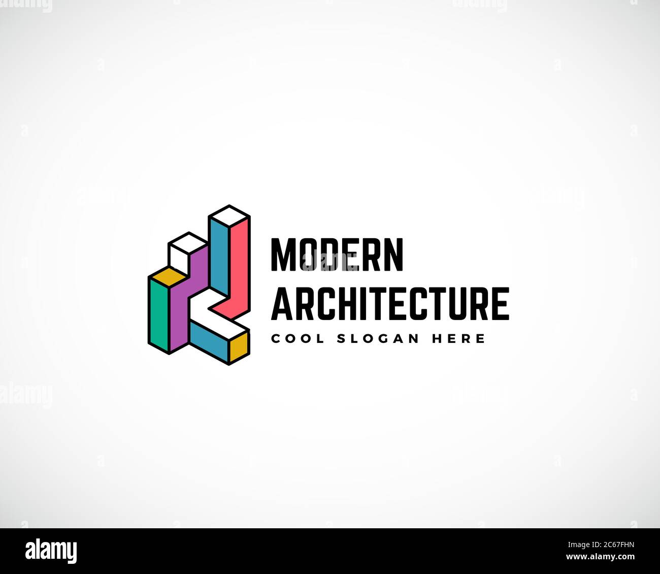 Architettura moderna Abstract modello di logo vettoriale. Cartello di costruzione. Simbolo di concetto di costruzione. Isolato con tipografia Premium Illustrazione Vettoriale