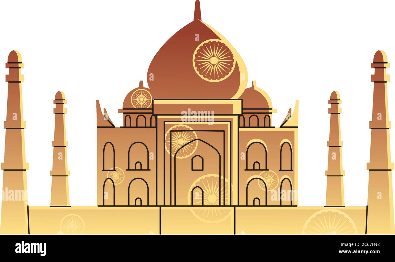 templi e monumenti famosi di disegno di illustrazione vettoriale india Illustrazione Vettoriale