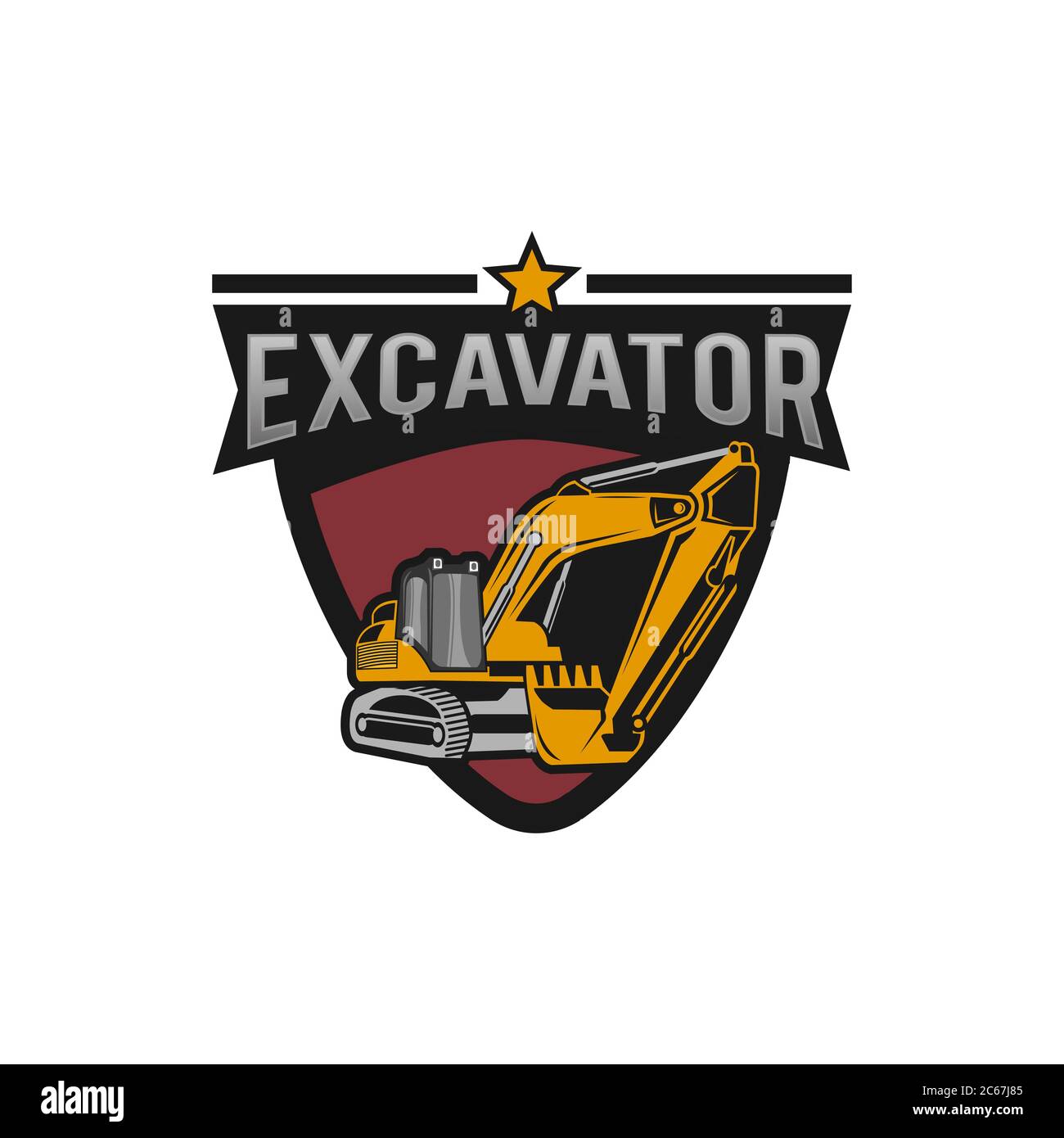 Il logo dell'escavatore progetta concept vettoriale illustration.EPS 10 Illustrazione Vettoriale
