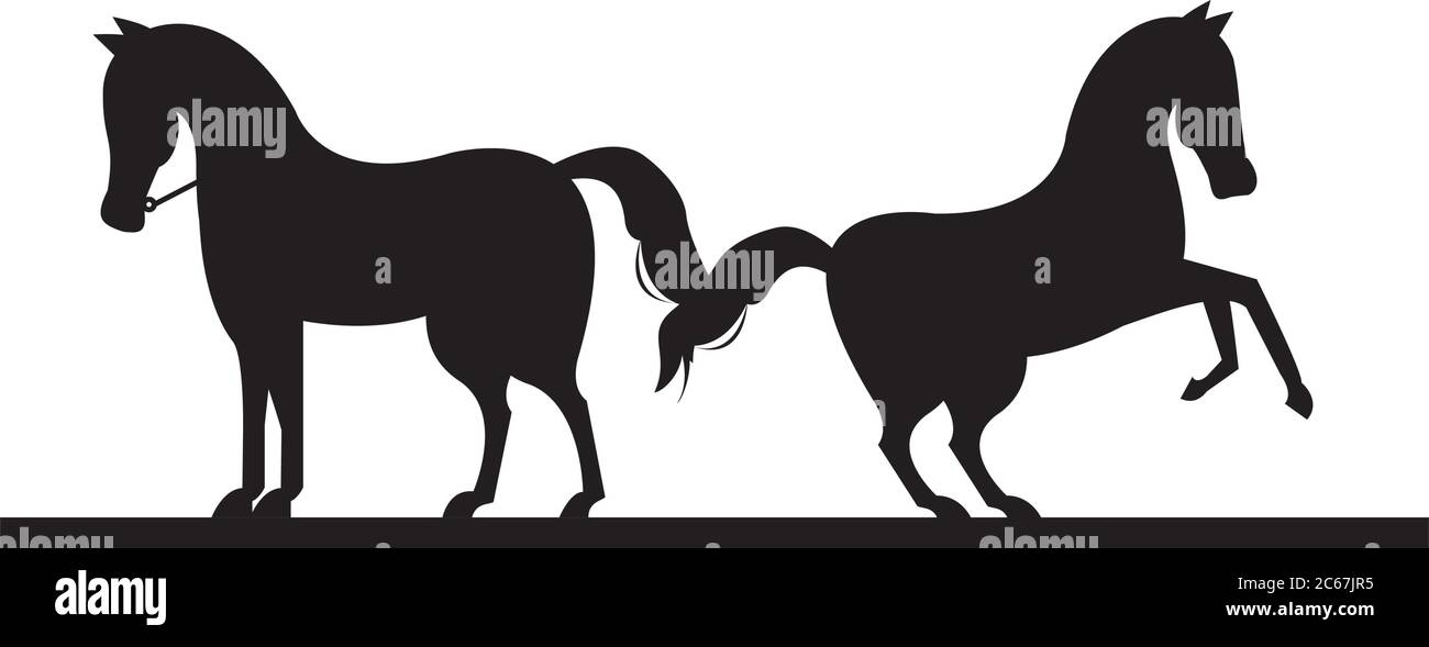 cavalli selvatici animali silhouette icone isolate disegno vettoriale illustrazione Illustrazione Vettoriale