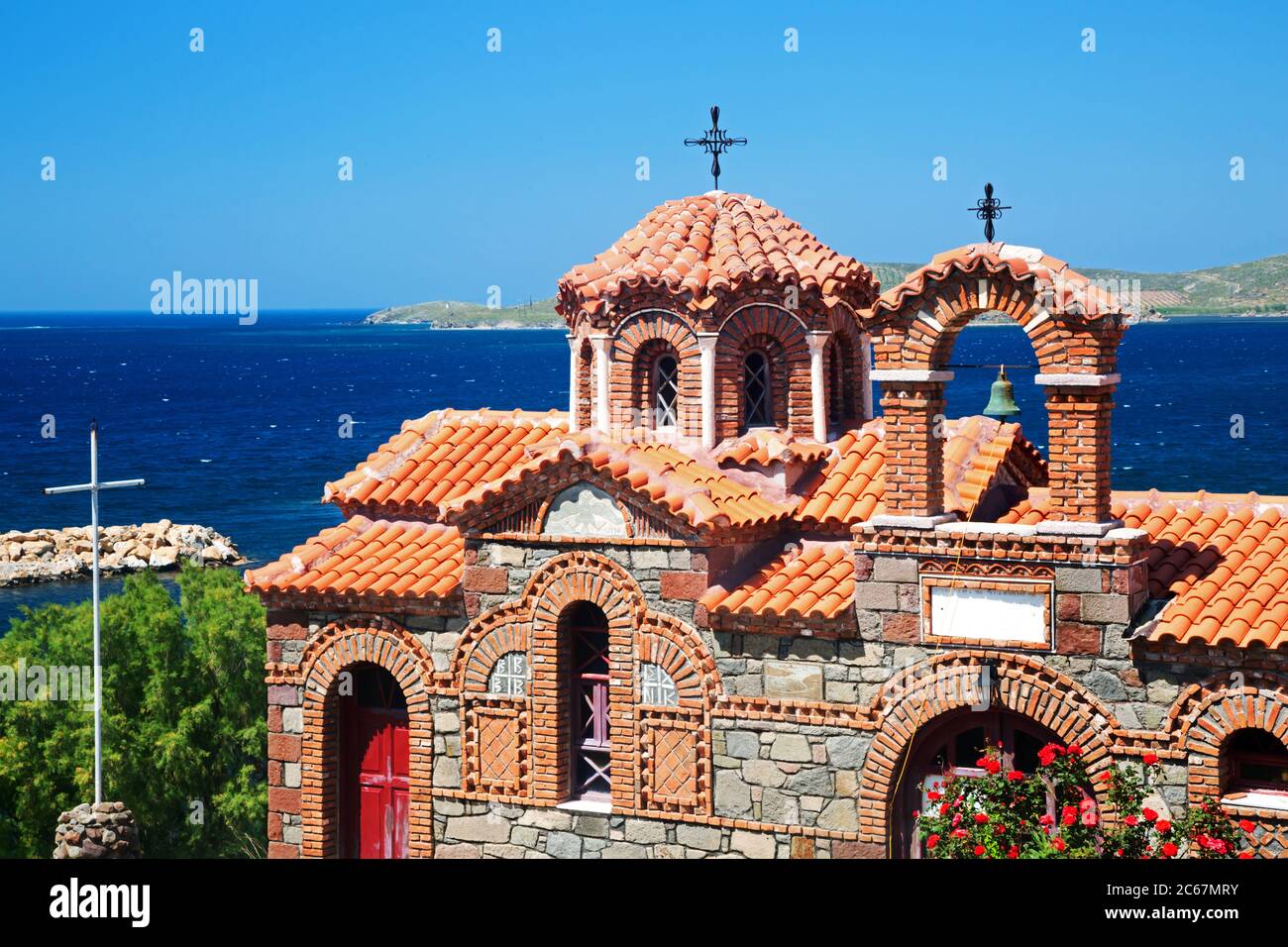 Chiesa ortodossa sull'isola greca di Lesvos Foto Stock