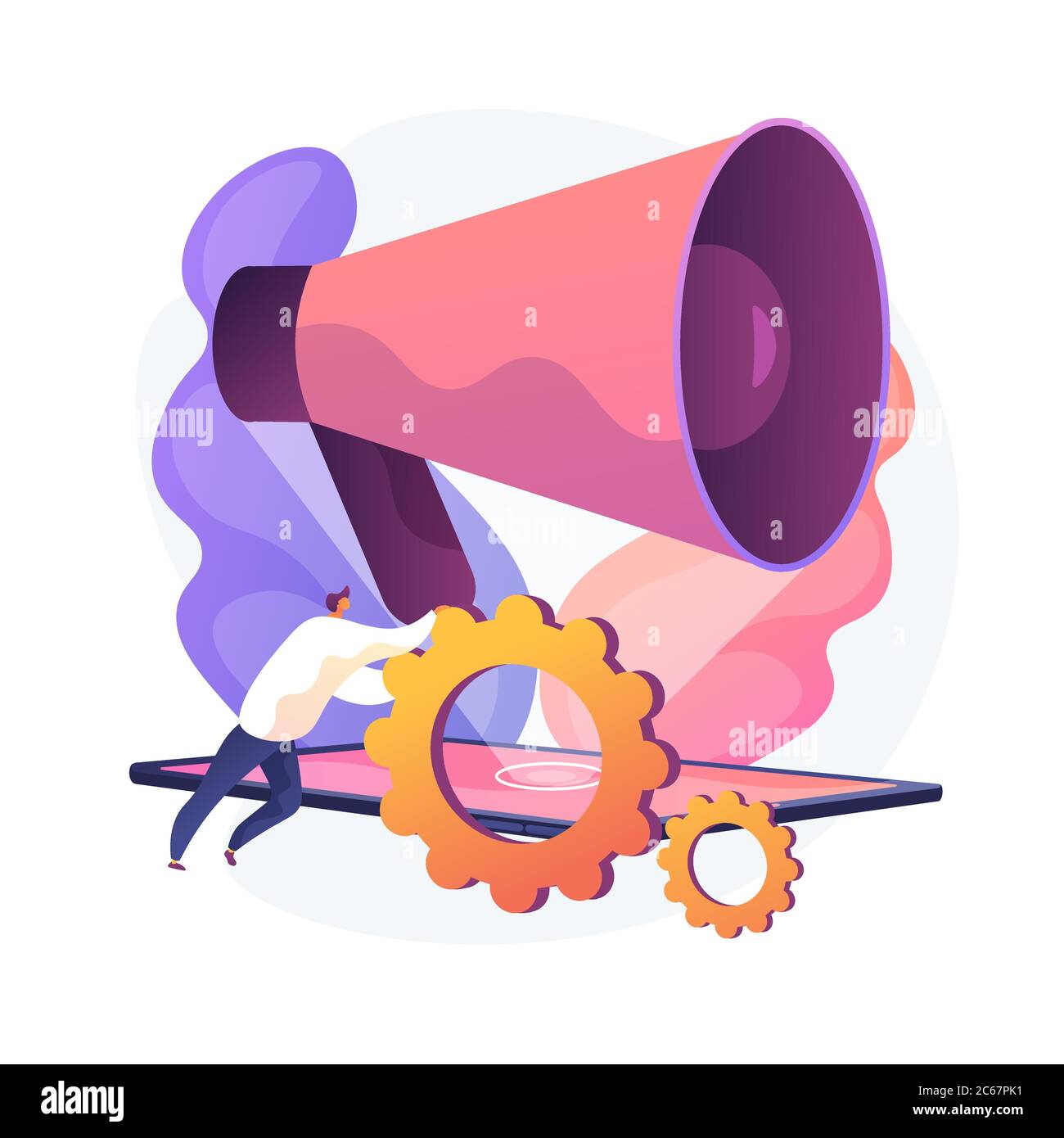 Metafora del concetto del vettore di gestione di marketing SMM Illustrazione Vettoriale