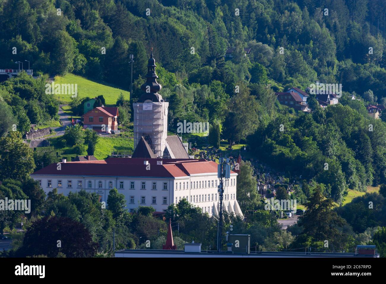 Bruck an der Mur: chiesa Sankt Ruprecht, Pio Institut di Murau-Murtal, Steiermark, Stiria, Austria Foto Stock