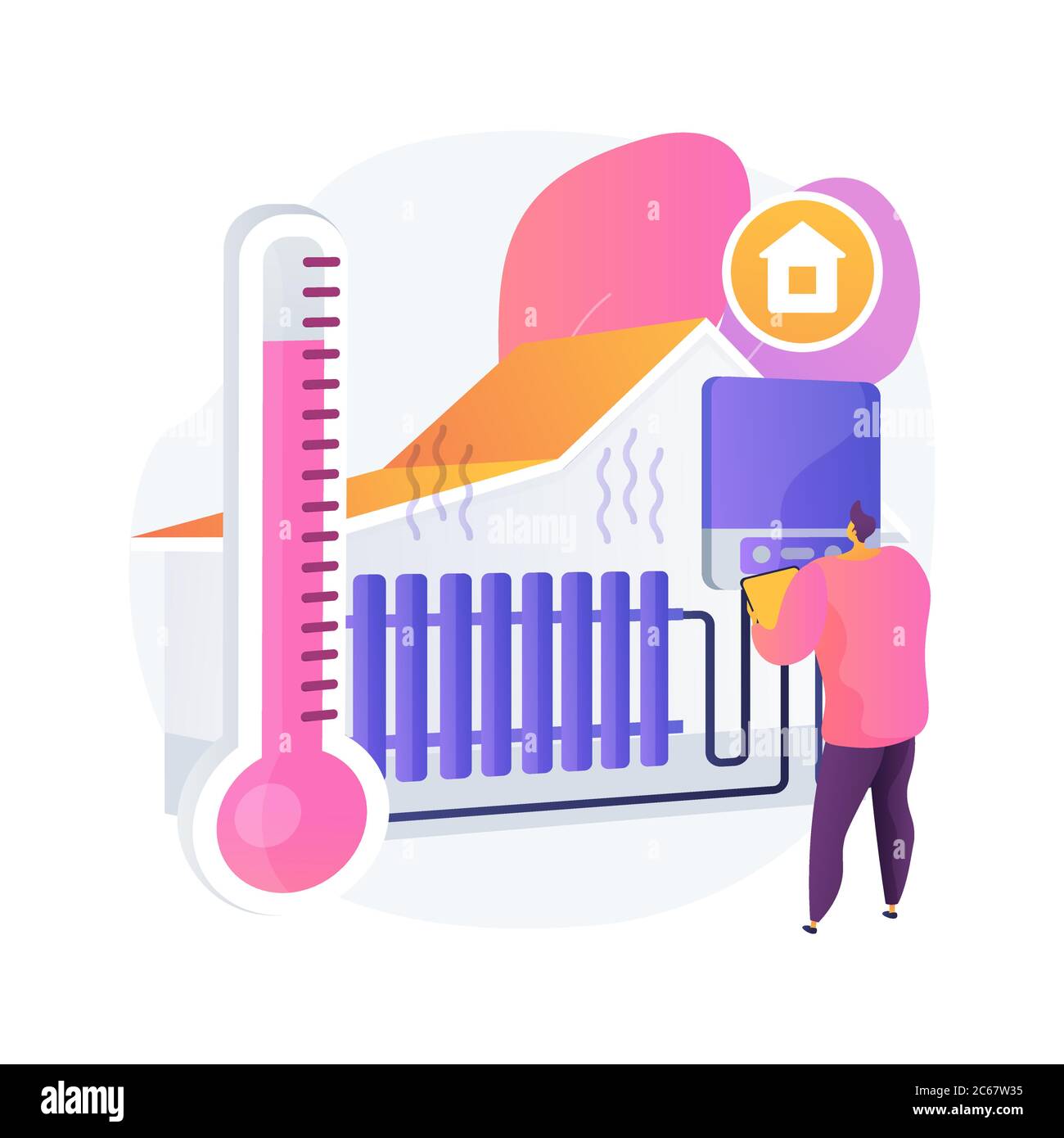 Tecnologie di riscaldamento domestico illustrazione vettoriale astratta di concetto. Illustrazione Vettoriale