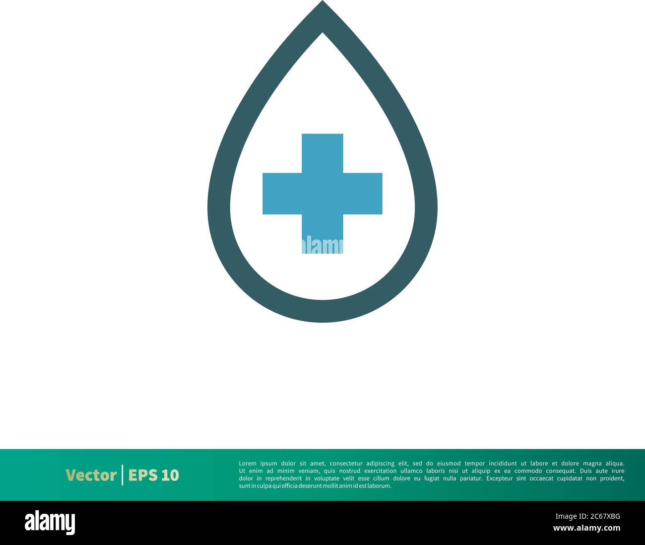 Drop and Cross Medical, Healthcare icona modello logo vettore disegno di illustrazione. EPS vettoriale modificabile 10. Illustrazione Vettoriale
