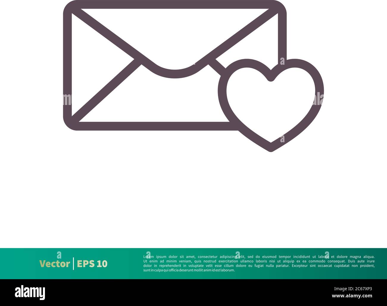 Disegno di illustrazione del modello di logo vettoriale di icona della lettera d'amore. EPS vettoriale modificabile 10. Illustrazione Vettoriale
