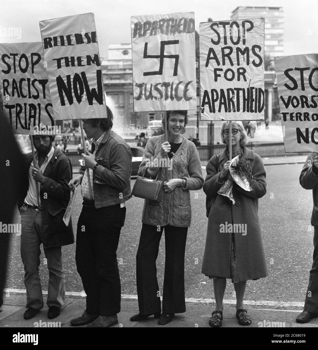 Protesta contro l'apartheid in Sud Africa, Londra, Regno Unito, 1971 Foto Stock