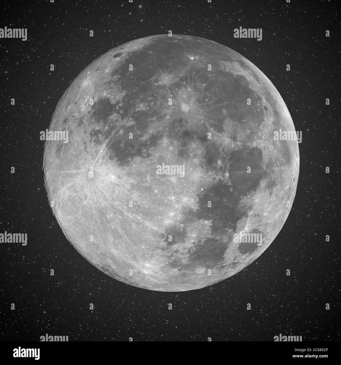 Luna, terra naturale satelite in fase specifica, incandescente - contro cielo stellato Foto Stock