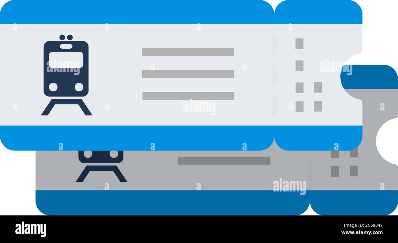 Biglietti del treno vettore piano isolato su bianco Illustrazione Vettoriale