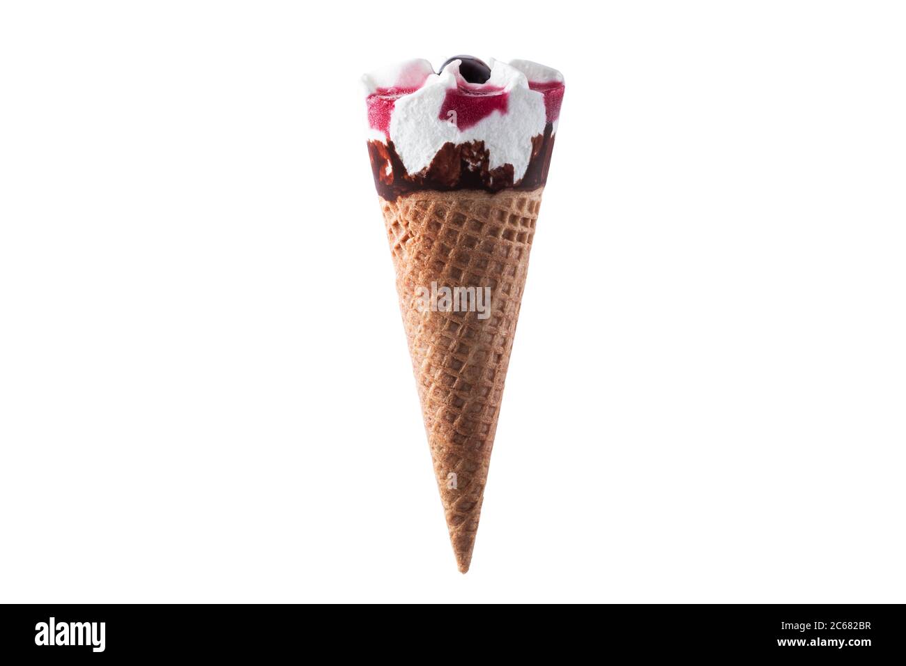 Gelato alla ciliegia isolato su sfondo bianco Foto Stock