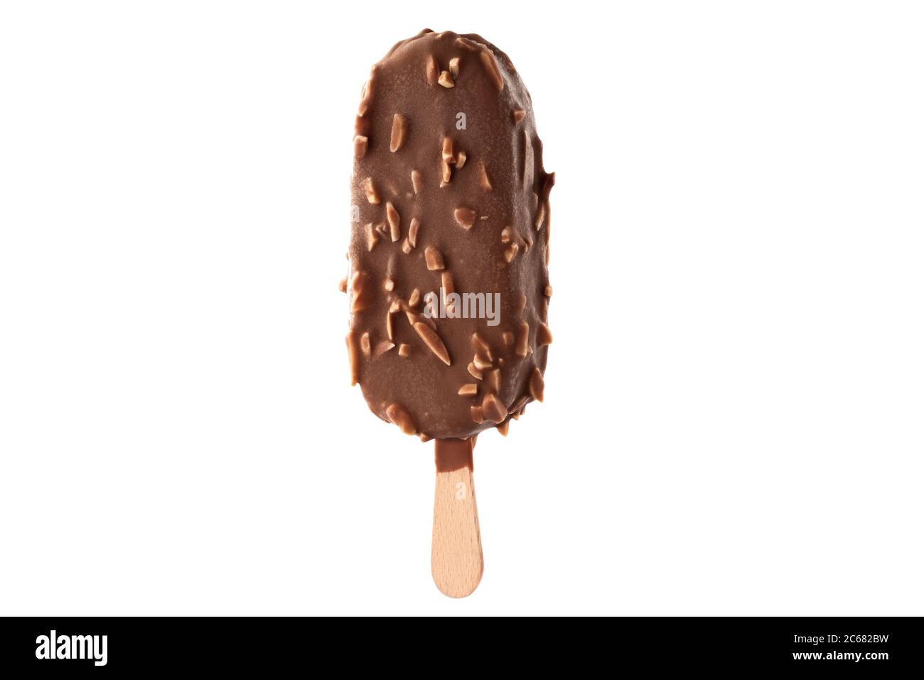 Gelato al cioccolato isolato su sfondo bianco Foto Stock