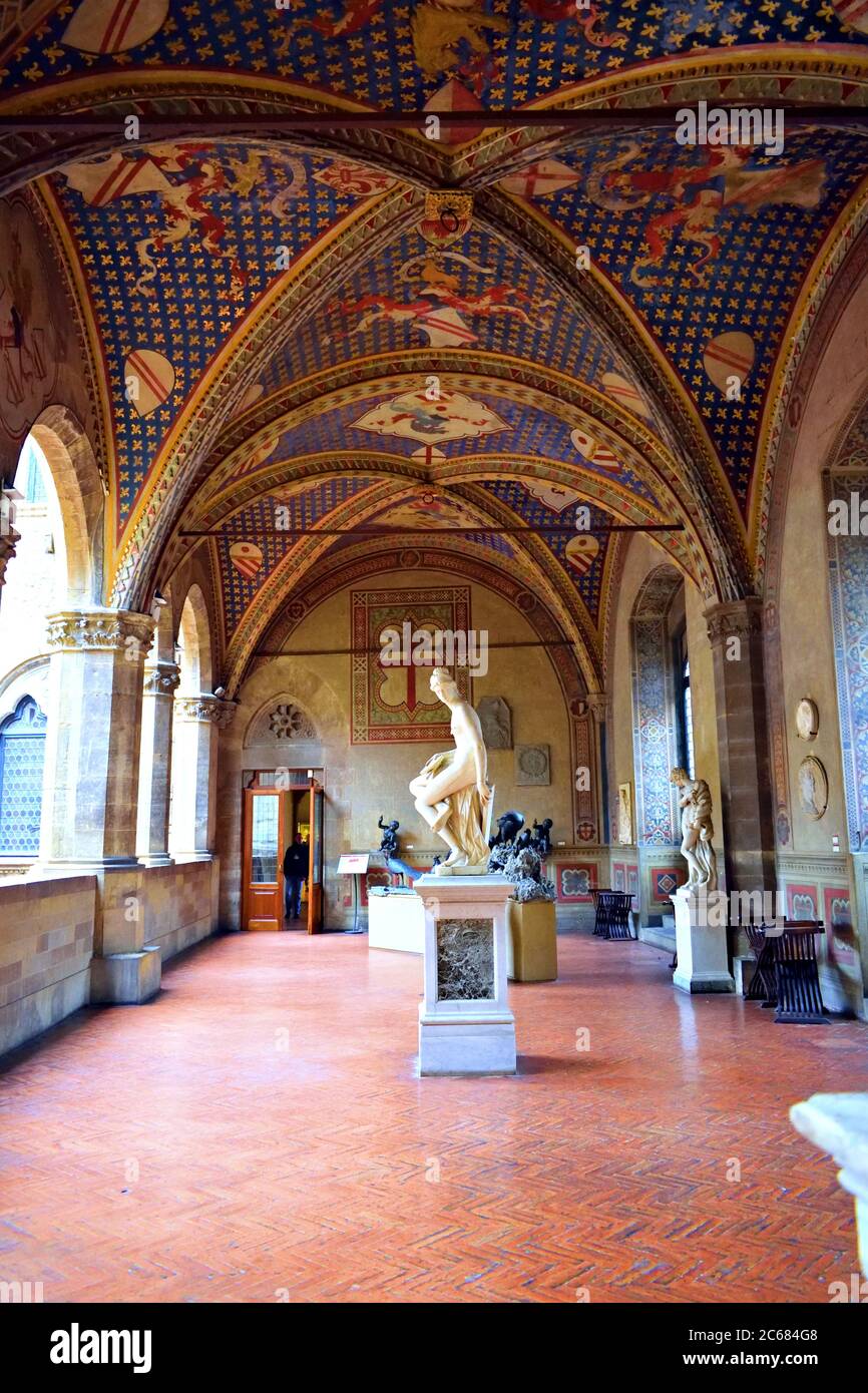 Museo Nazionale del Bargello a Firenze costruito nel 1255. Foto Stock