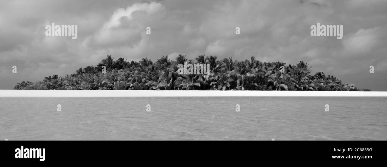 Vista dell'isola, Laguna di Aitutaki, Aitutaki, Isole Cook Foto Stock