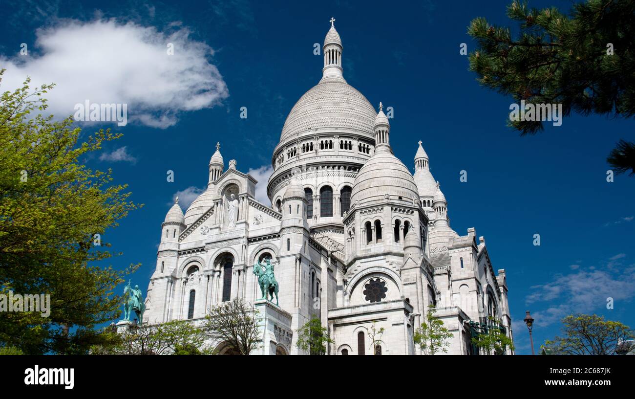 Vista della Chiesa di Montmartre, Parigi, Francia Foto Stock