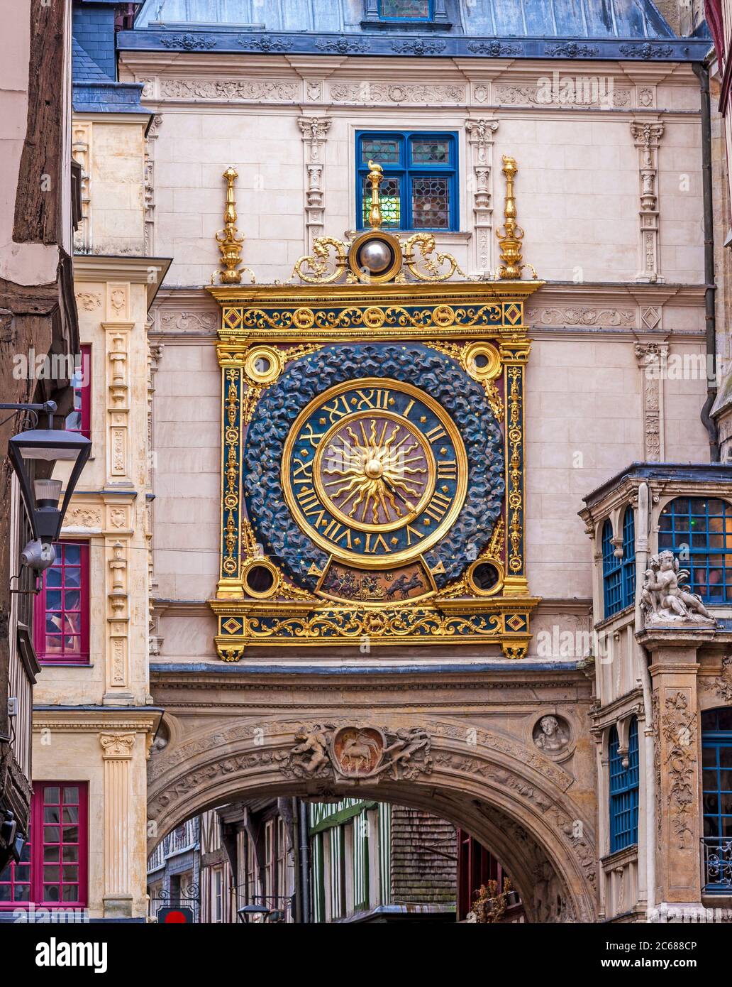 Gros Horloge, Rouen, Normandia, Francia Foto Stock