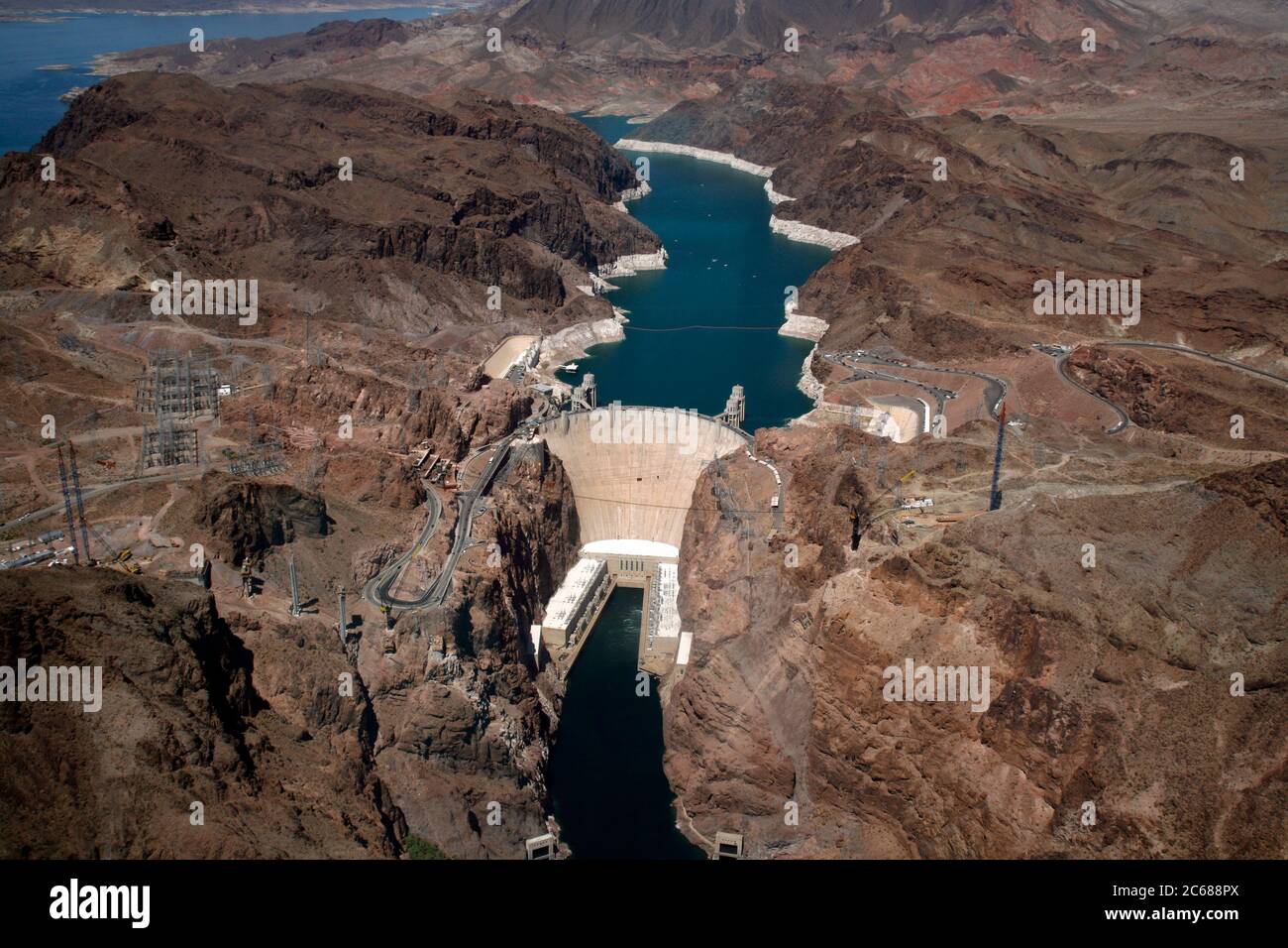 Hoover Dam, Black Canyon, River Colorado, Arizona/Nevada, Stati Uniti Foto Stock