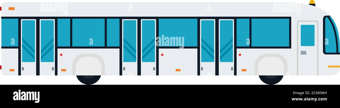 Autobus per ferry passeggeri al vettore aereo materiale piano oggetto di progettazione. Illustrazione isolata su sfondo bianco. Illustrazione Vettoriale