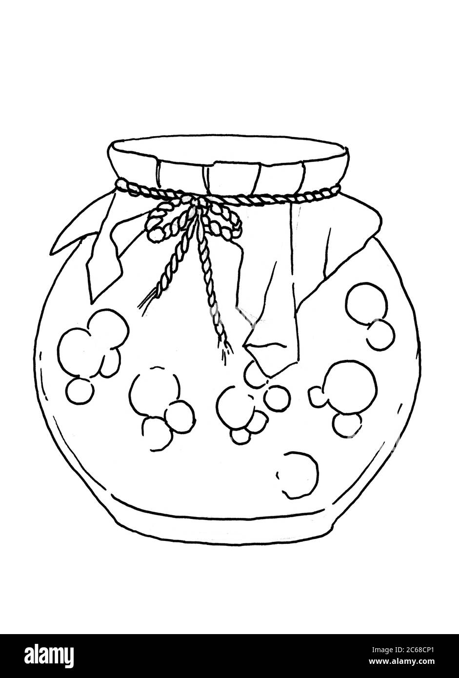 vasetto di inchiostro cranberry jam line su sfondo bianco Foto Stock