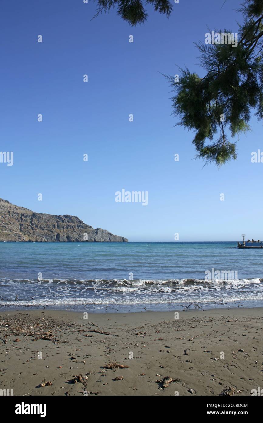 Plakias spiaggia creta isola estate 2020 covid-19 stagione stampa moderna di alta qualità Foto Stock