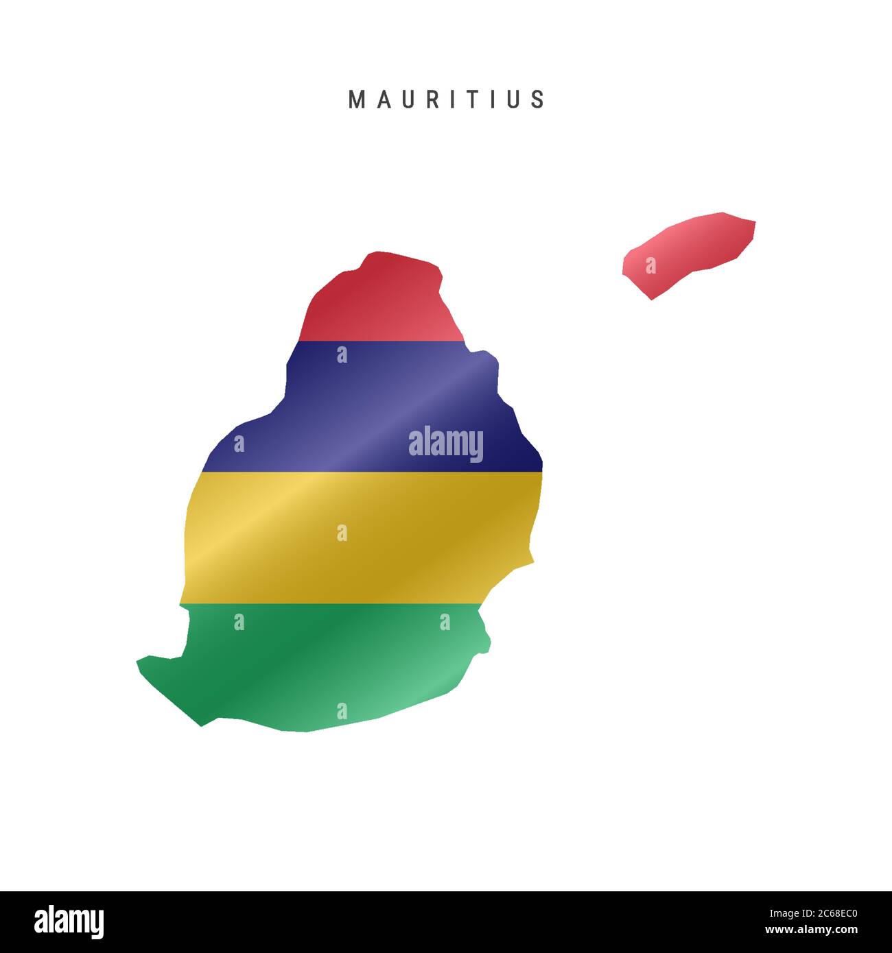 Mappa dettagliata della bandiera a forma d'onda di Mauritius. Mappa vettoriale con flag mascherato. Illustrazione Vettoriale