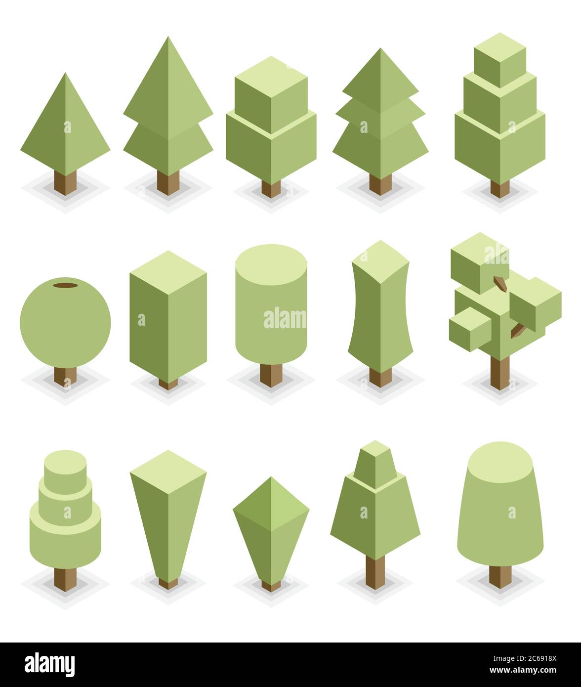 alberi impostati. vettore isometrico 3d Illustrazione Vettoriale