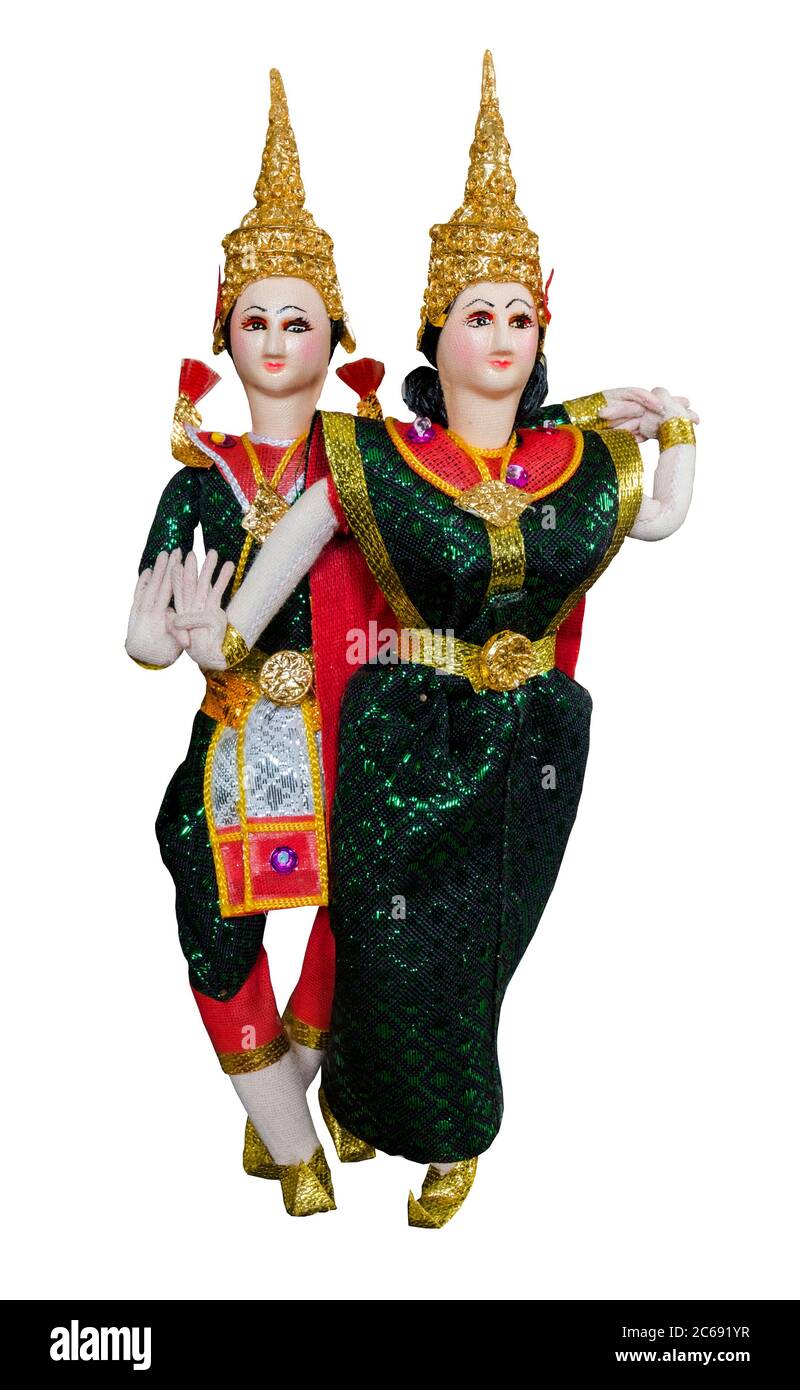Bambole da ballo thailandesi / bambola tailandese d'epoca : bambola tradizionale thailandese , bambola antica da ballo thailandese Foto Stock