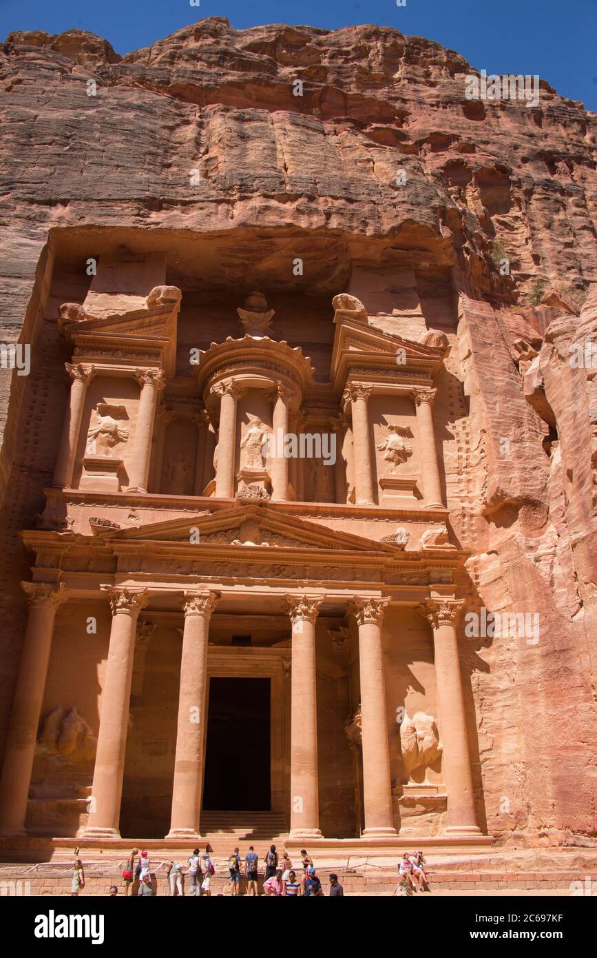 Asia, Medio Oriente, Giordania, Petra, El Khasneh al Faroun Foto Stock