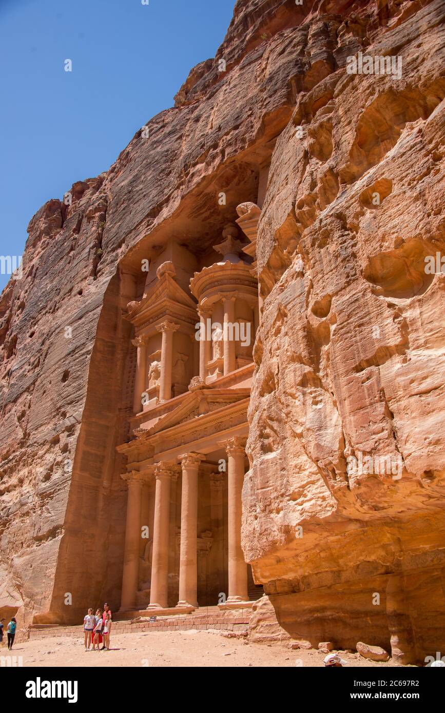 Asia, Medio Oriente, Giordania, Petra, El Khasneh al Faroun Foto Stock
