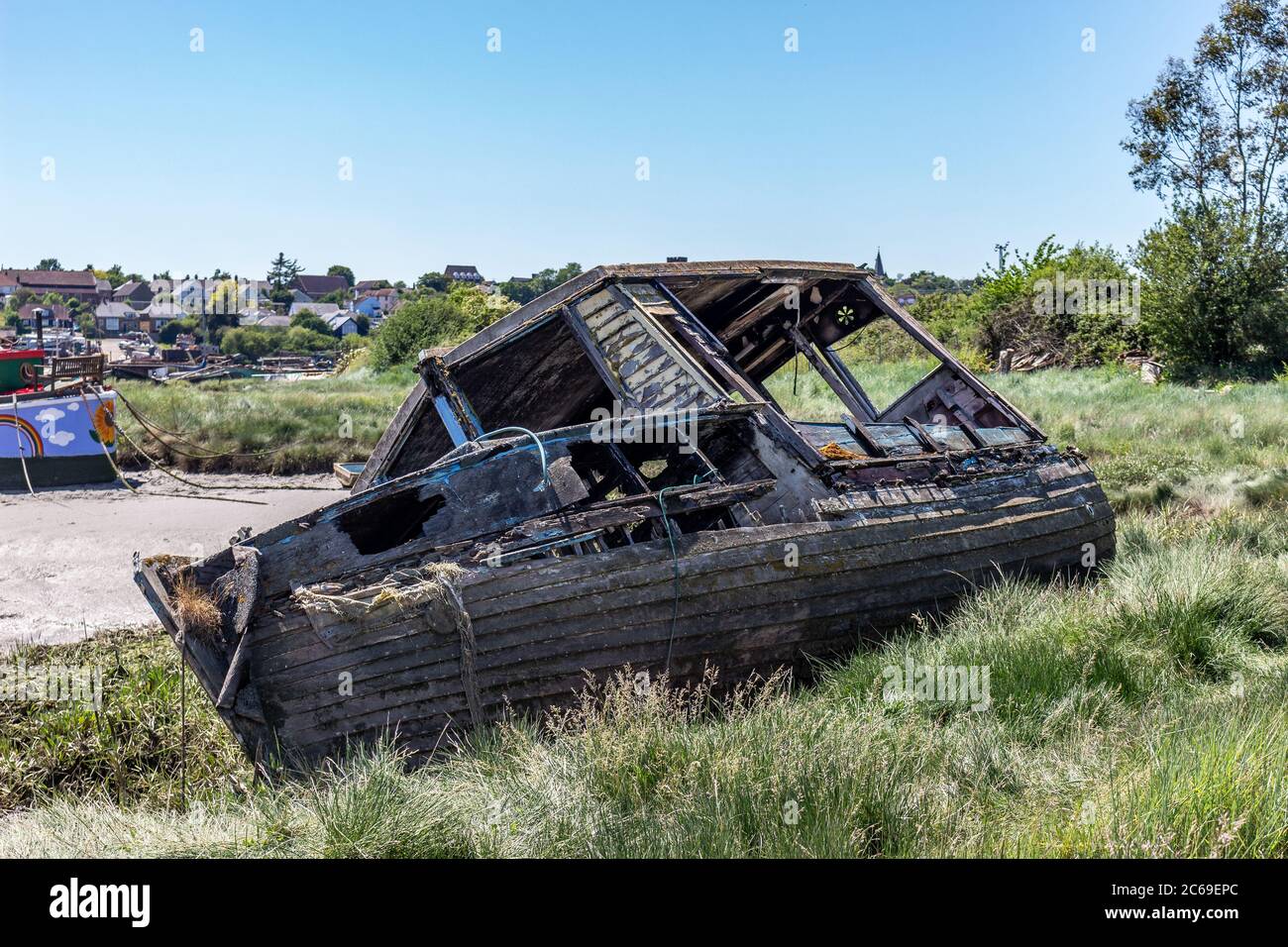 Vecchia barca di legno marcio Foto Stock