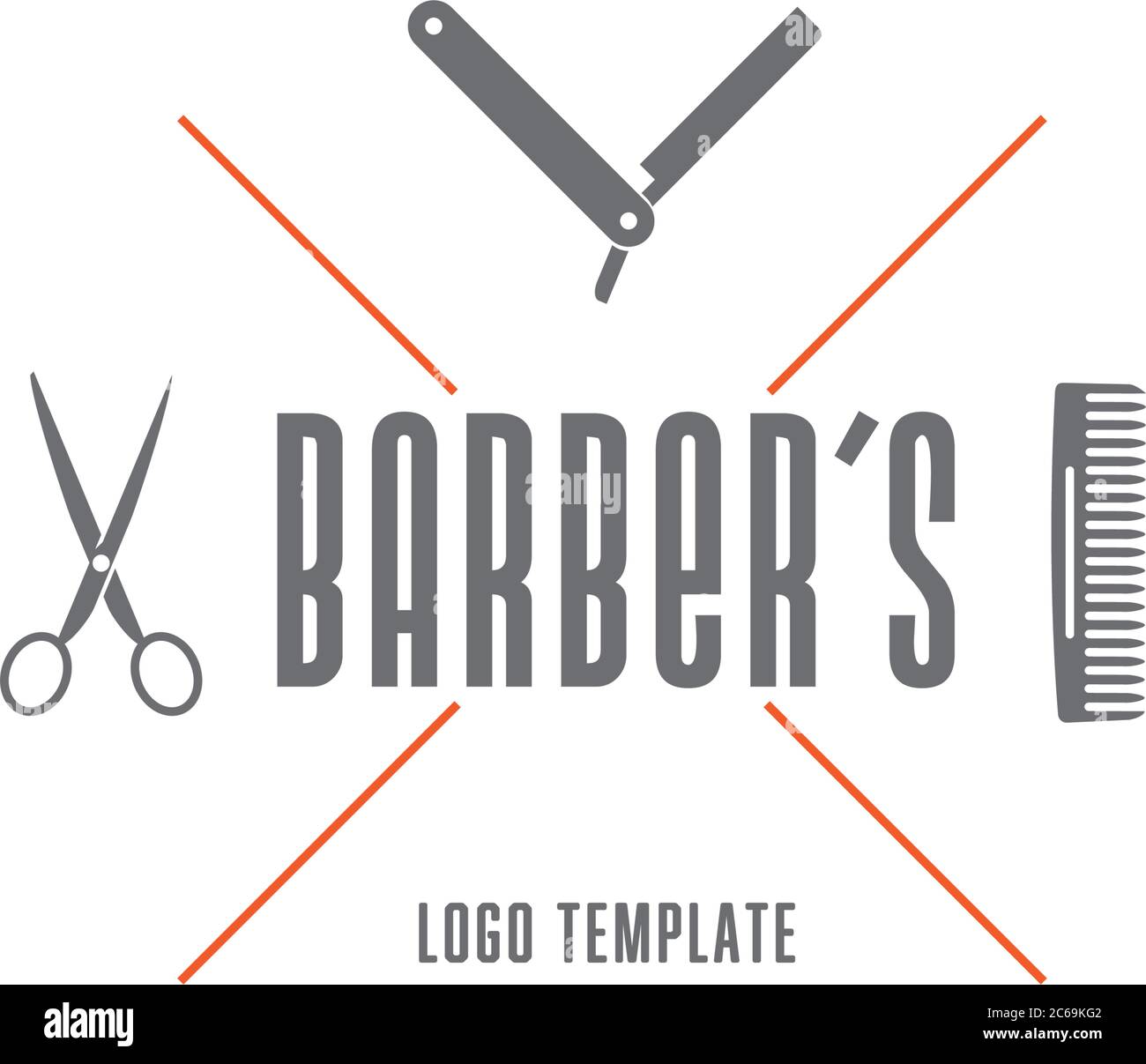 Modello logo aziendale per barbiere Illustrazione Vettoriale