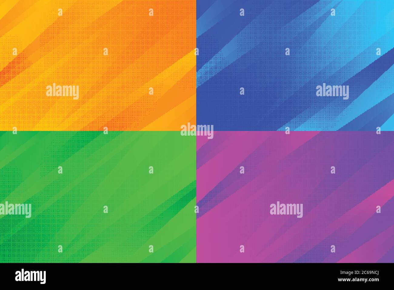 Sfumatura astratta arancione, blu, rosso verde disegno modello tecnologico con mezzitoni grafica sfondo set. Decorare per annuncio, poster, template design, prin Illustrazione Vettoriale