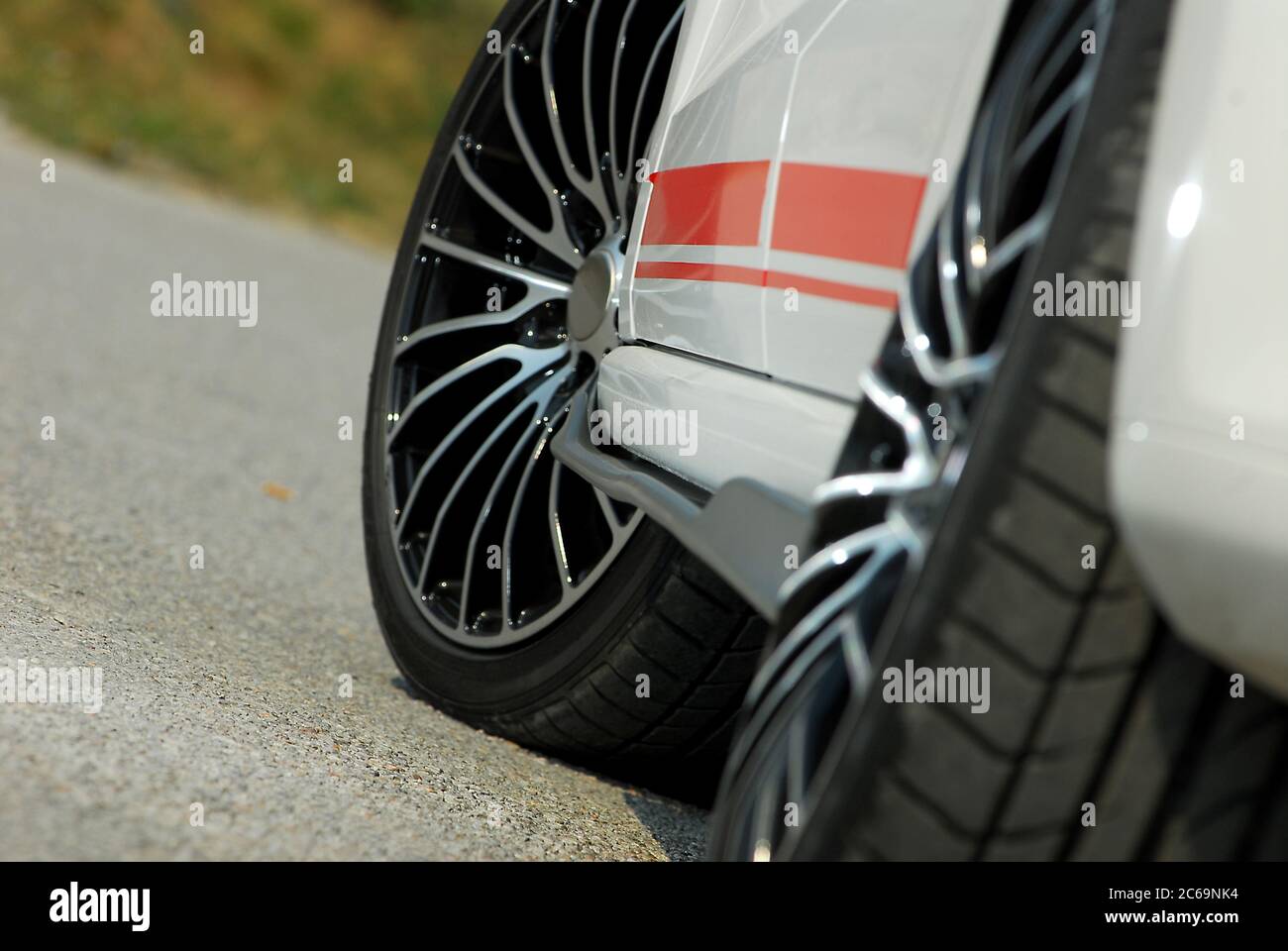 dettagli eleganti su una piccola auto sportiva Foto Stock