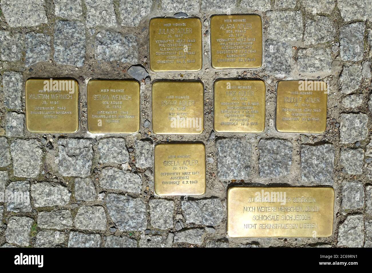 Le pietre di inciampo a Berlino, Germania Foto Stock