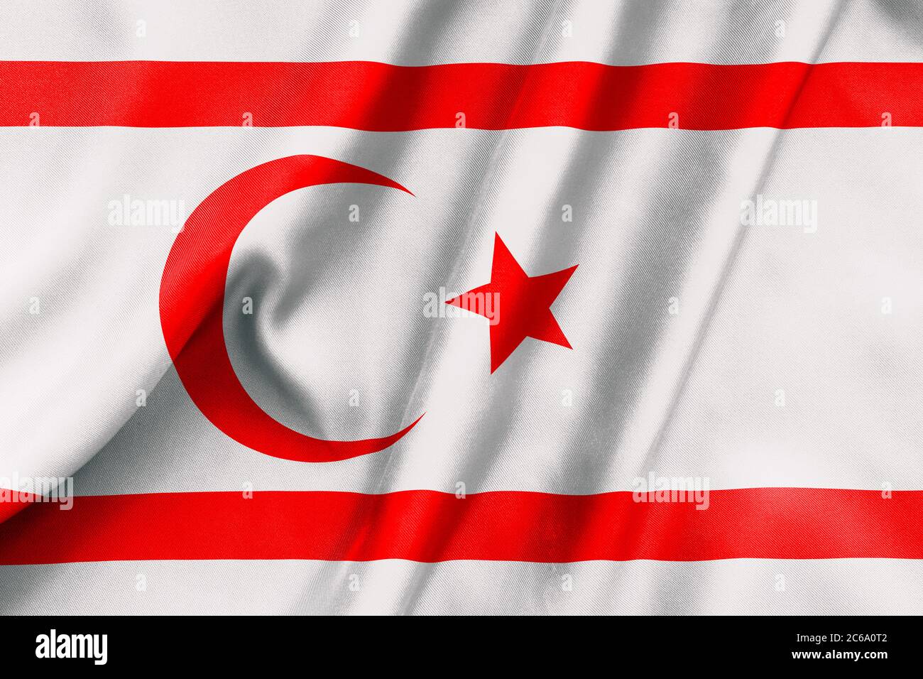 La trama della bandiera della Cipro settentrionale si è sgualcita Foto Stock