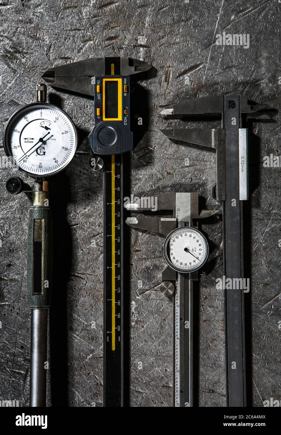 Strumenti di misura industriali. Micrometro e .. Foto Stock