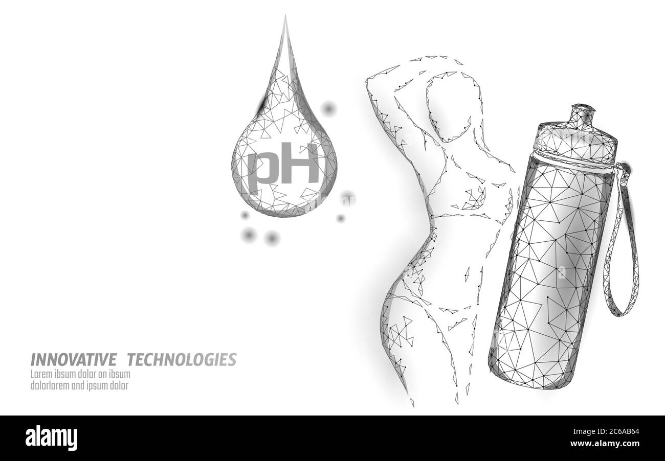 Acqua pH bottiglia acqua donne fitness. Sport drink salute cura forma fitness bella silhouette femminile. Illustrazione vettoriale del concetto di salute della medicina Illustrazione Vettoriale