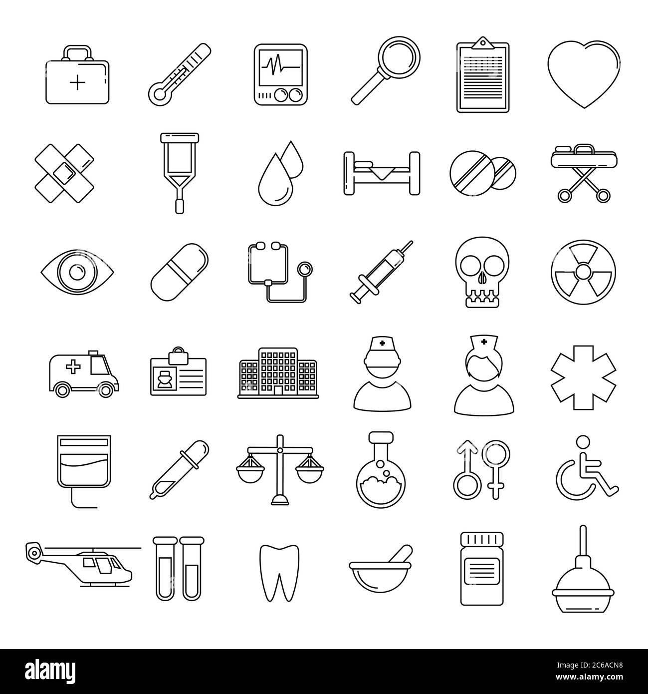 Set icone mediche vettoriali. Vettore di linea Illustrazione Vettoriale