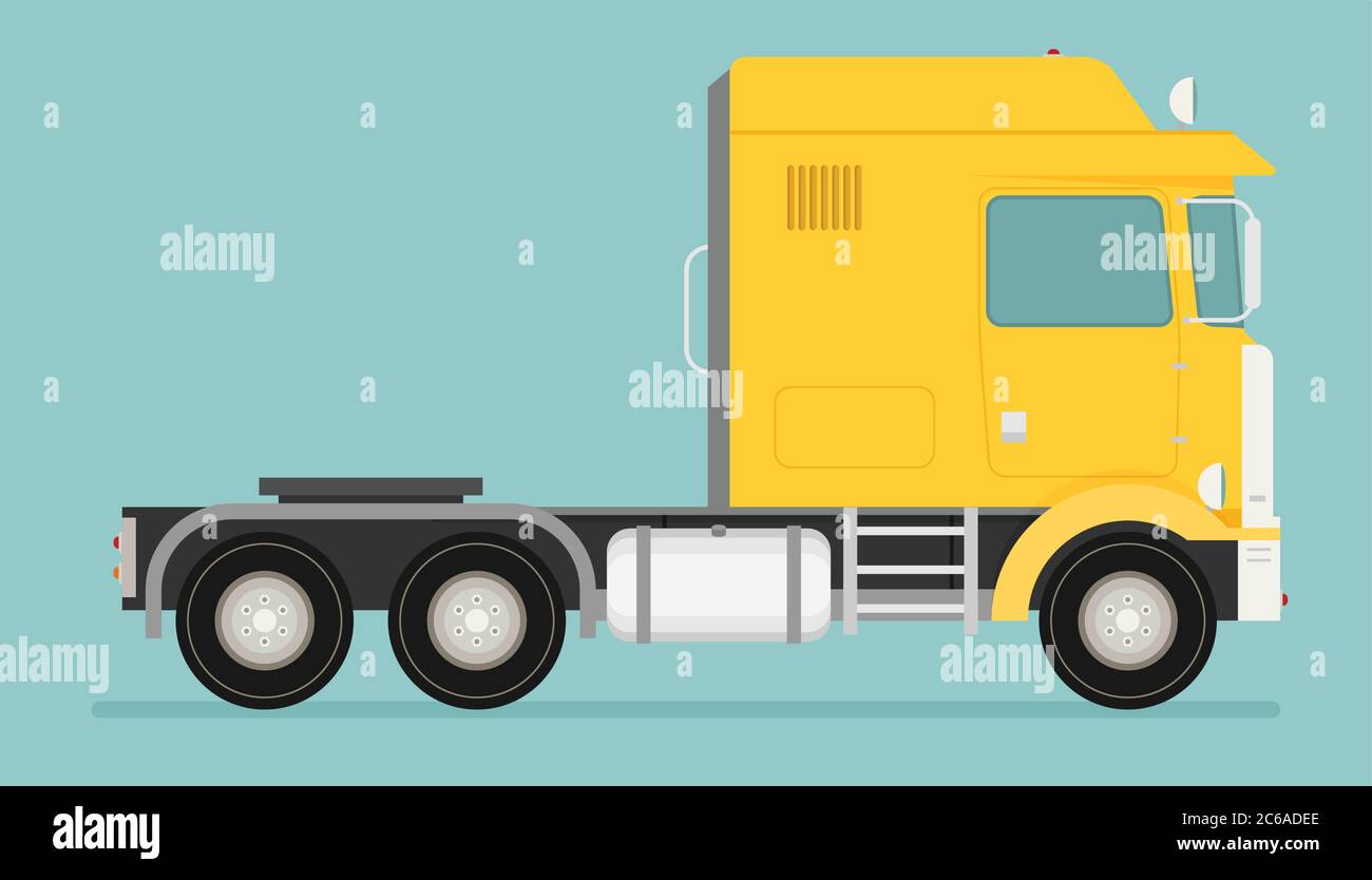 Grande semi-camion. Immagine vettoriale piatta alla moda. Illustrazione Vettoriale