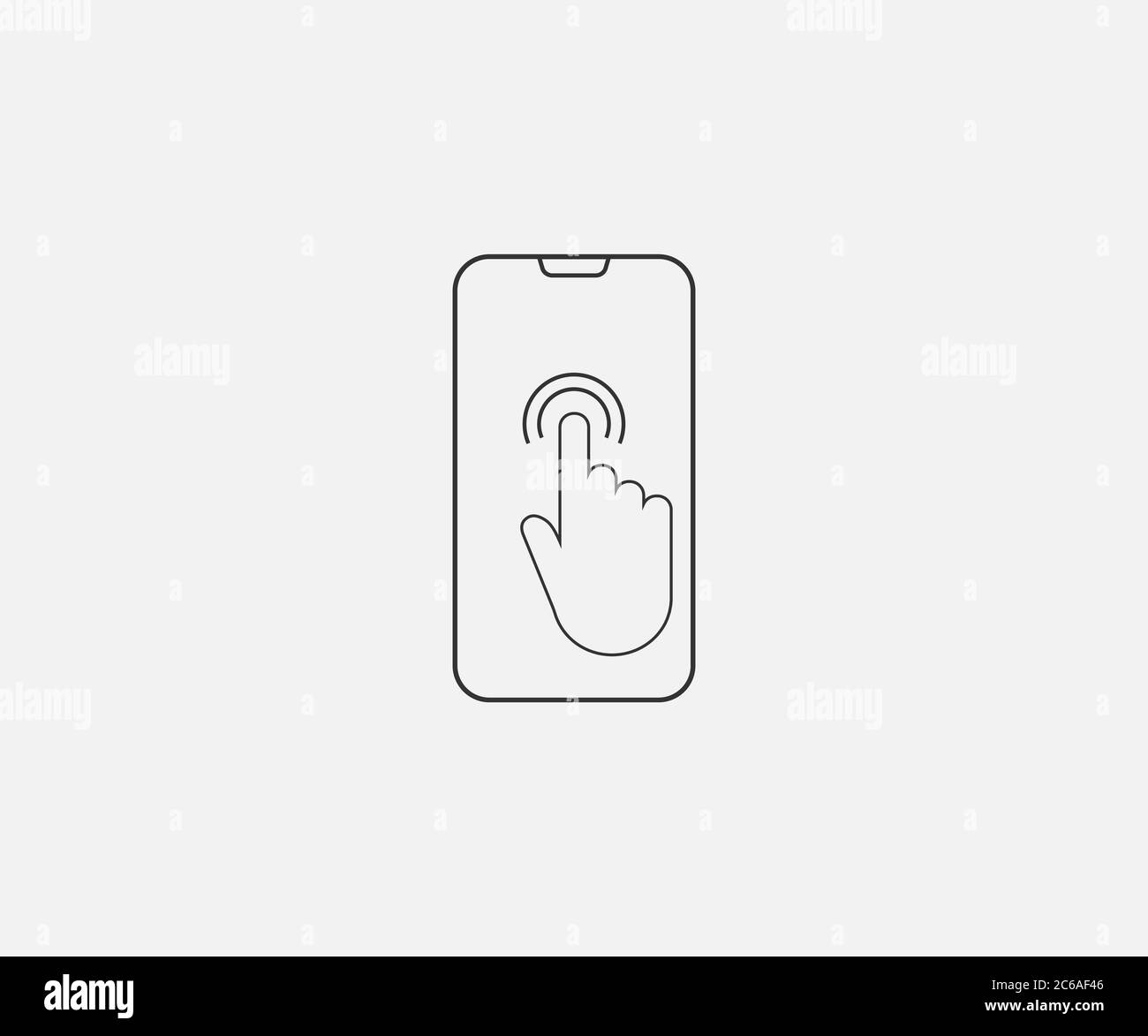 Telefono cellulare in mano, toccate. Illustrazione vettoriale, design piatto. Illustrazione Vettoriale