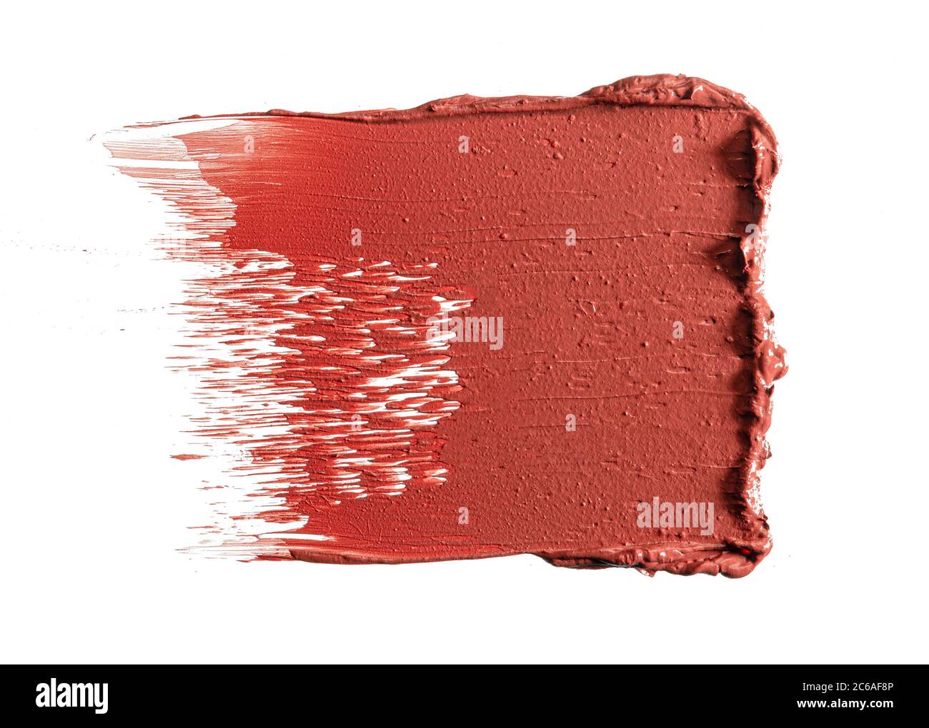 Campione di macchie di rossetto su sfondo bianco Foto Stock