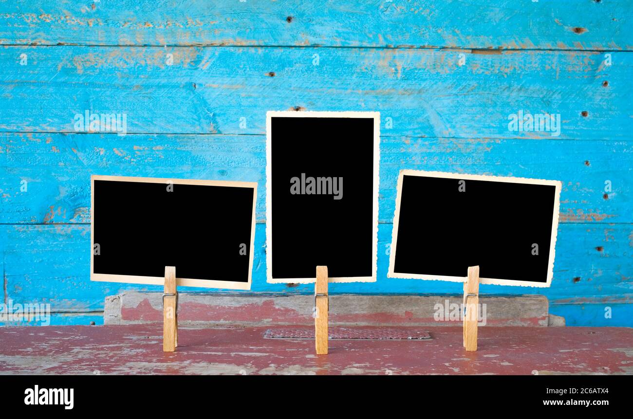 vecchie cornici fotografiche, spazio libero per le tue foto Foto Stock