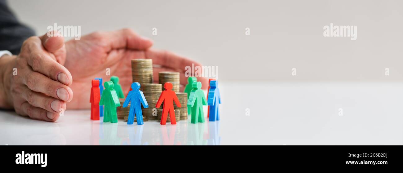 Crowdfund creativo e Philanthropy risparmio e protezione di denaro Foto Stock