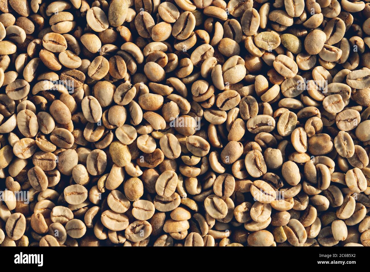 Chicchi di caffè bianchi, primo piano sullo sfondo Foto Stock
