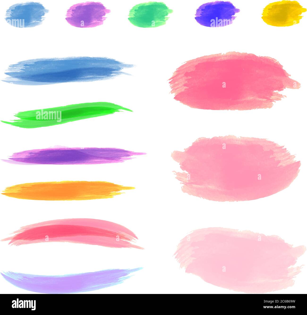 tratti di pennello color acqua pastello isolati su sfondo bianco illustrazione vettoriale Illustrazione Vettoriale