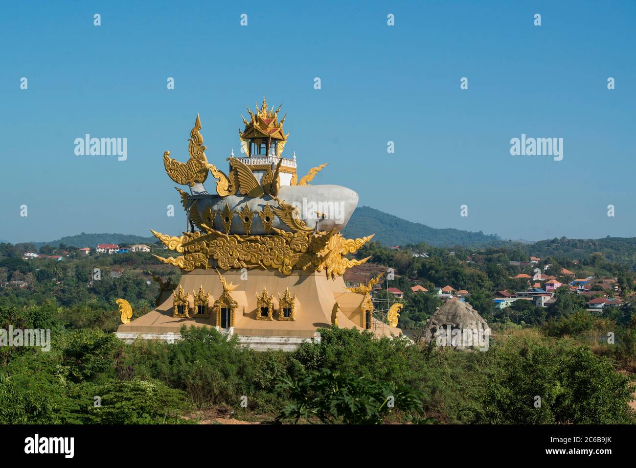Il tempio dei pesci gatto Mekong o Wat Pla Buek Chiang Khong nella città di Chiang Khong nella provincia di Chiang Rai in Thailandia. Thailandia, Chiang Khon Foto Stock