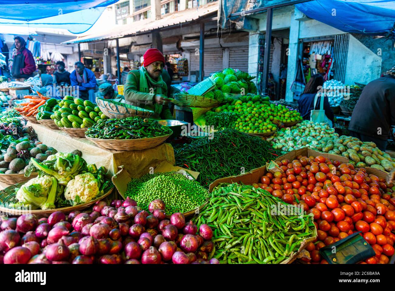 Mercato vegetale, Kohima, Nagaland, India, Asia Foto Stock