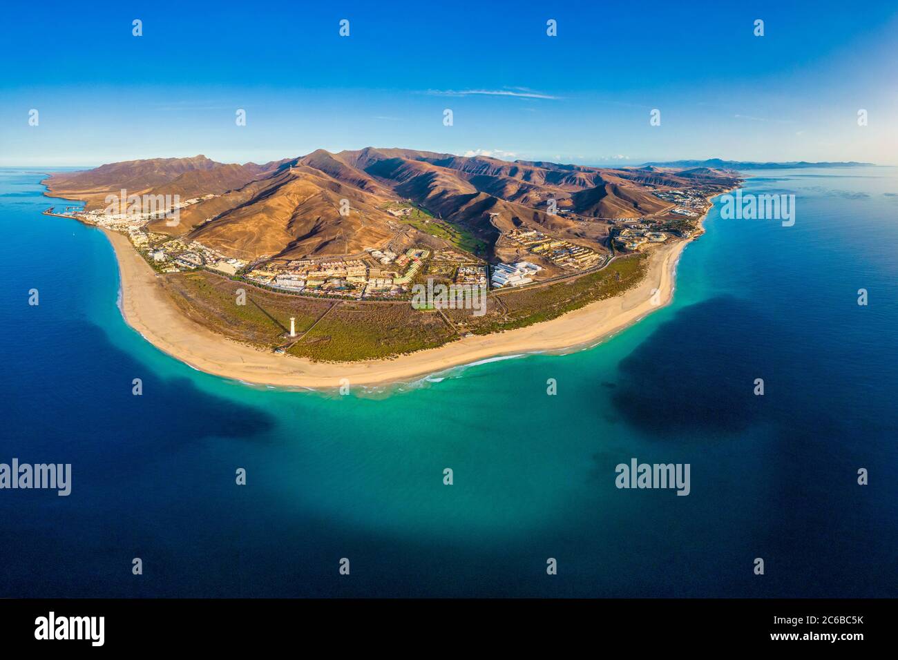 Jandia Peninsula, Morro Jable e Playa del Matorral, Fuerteventura, Isole Canarie, Spagna, Atlantico, Europa Foto Stock