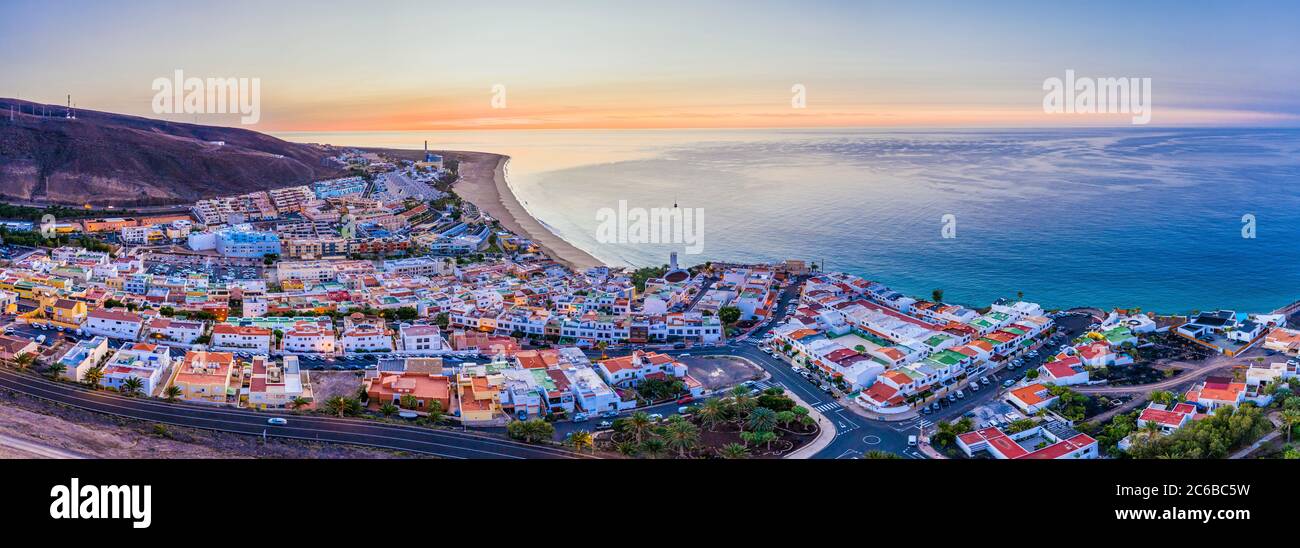 Morro Jable e Playa del Matorral, Fuerteventura, Isole Canarie, Spagna, Atlantico, Europa Foto Stock