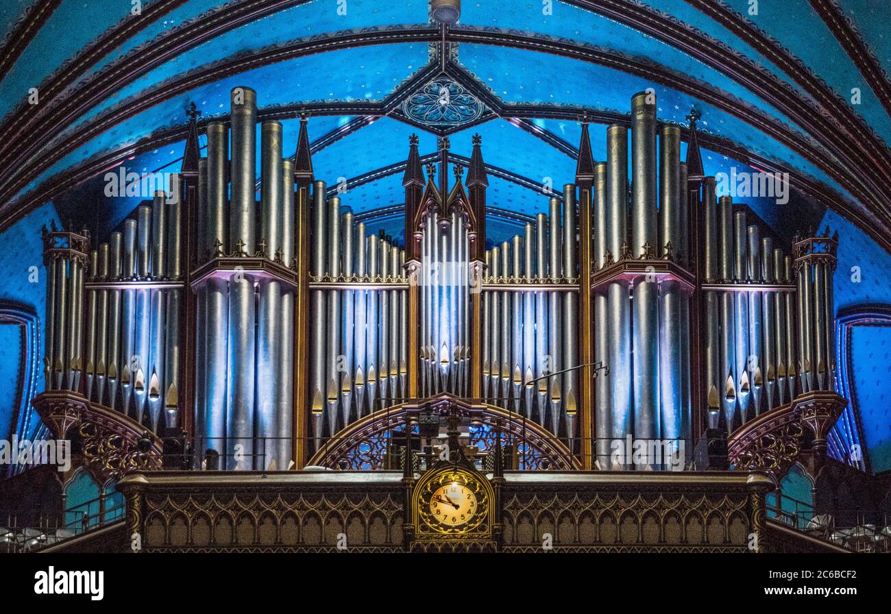L'organo nella Basilica di Notre-Dame, Montreal, Quebec, Canada, Nord America Foto Stock